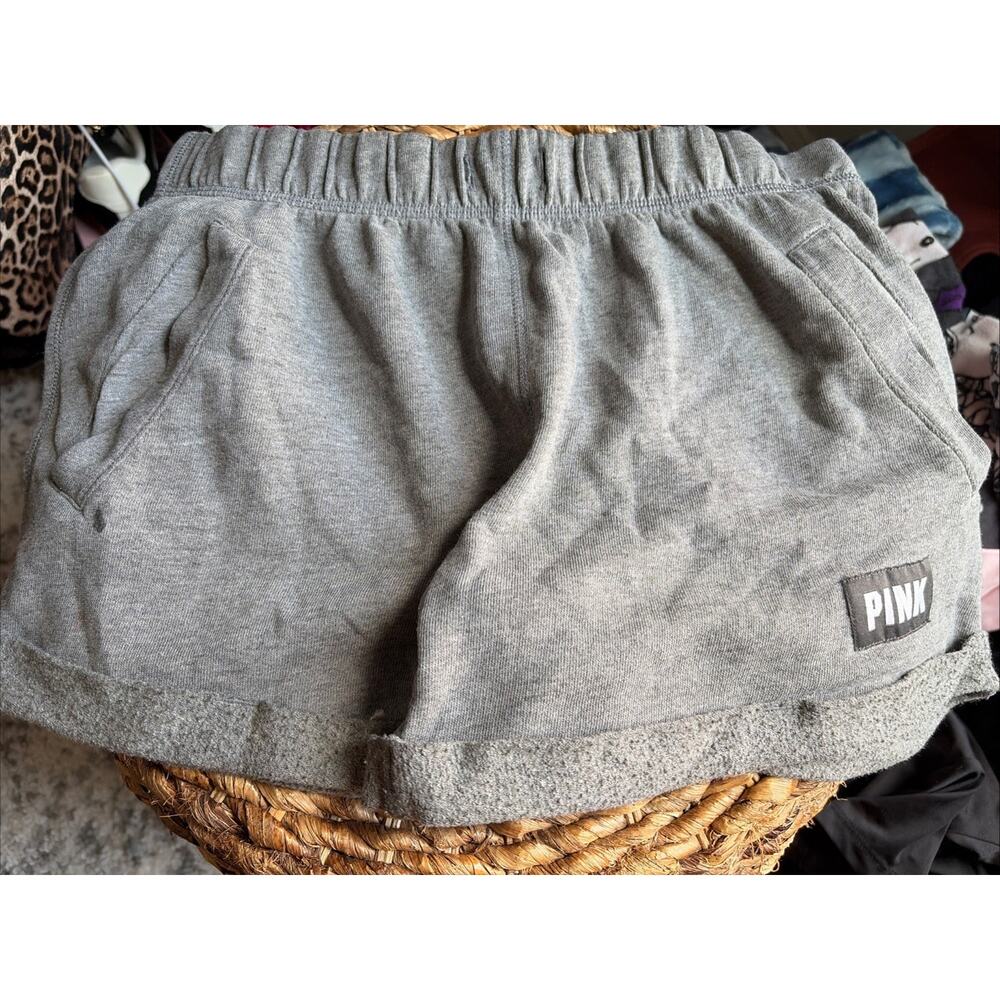 XS - VICTORIAS SECERT PINK WOMENS SHORTS LARGE GRAY - Picture 2 of 5